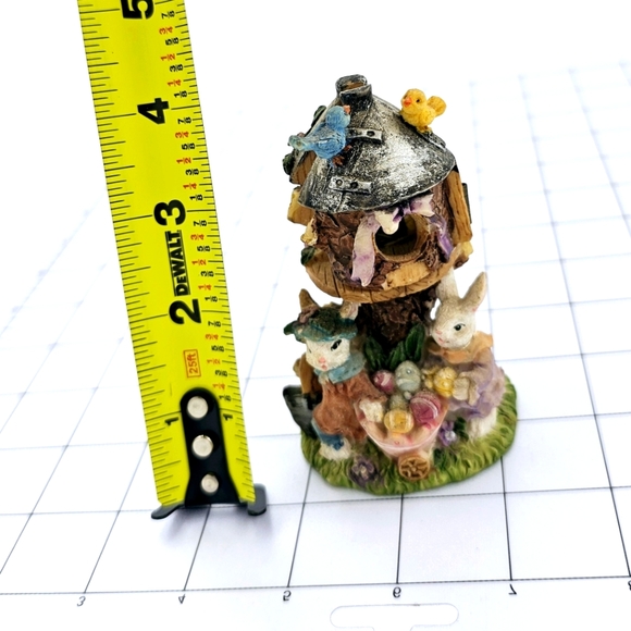 Vintage Easter Bunny Rabbit Tree Treehouse Figurine Sculpture Spring 4-Inch - Picture 5 of 5